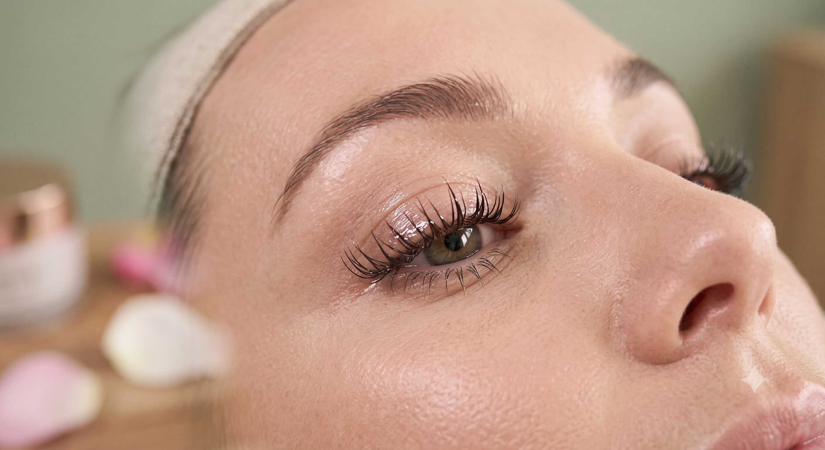 Wet look lash extensions with a glossy mascara-like finish at Lash & Brow Avenue.